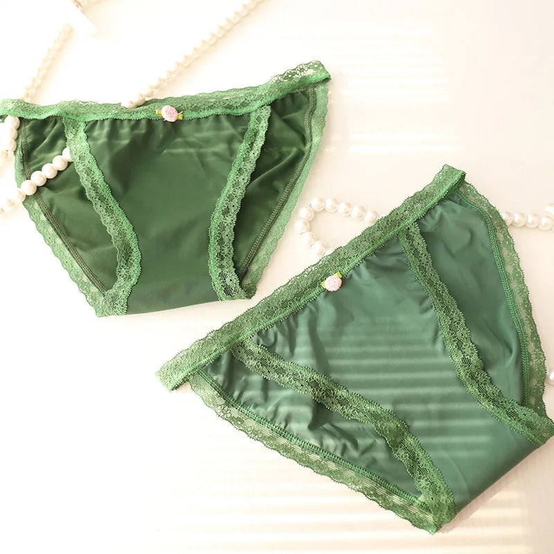 6 Pcs Girls lace nylon low waist  briefs Teenage