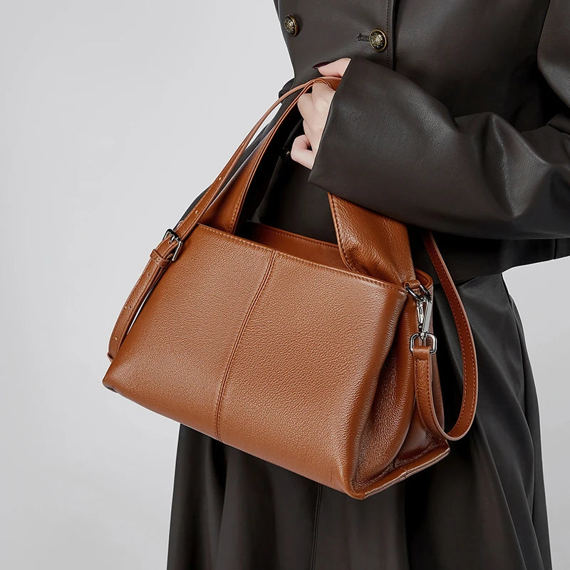 Hifashion Cowhide Genuine Leather Tote Handbags Women