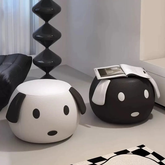 Puppy Stool Round Faux Leather Stool