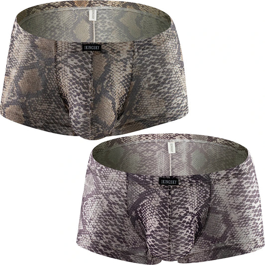 Men's Snake Skin Boxer Briefs Bulge Shorts