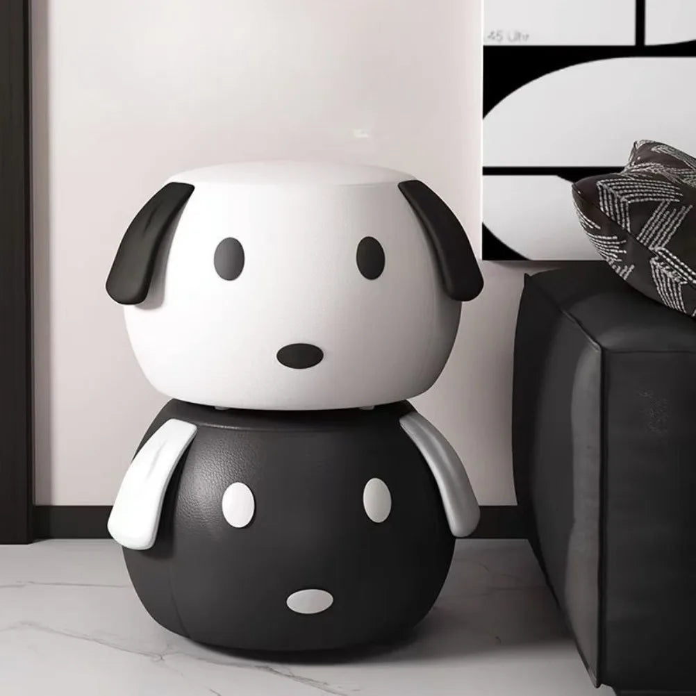 Puppy Stool Round Faux Leather Stool