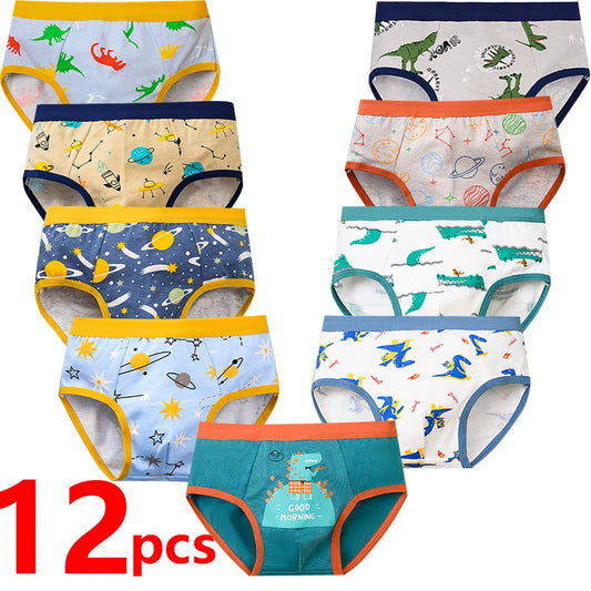 12 Pcs Boys Boxer Briefs Underwear Breathable Baby