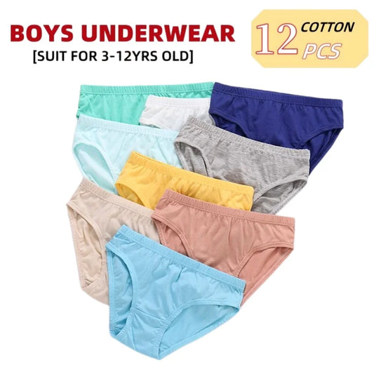 12pcs Boys Girls Cotton Briefs Underwear
