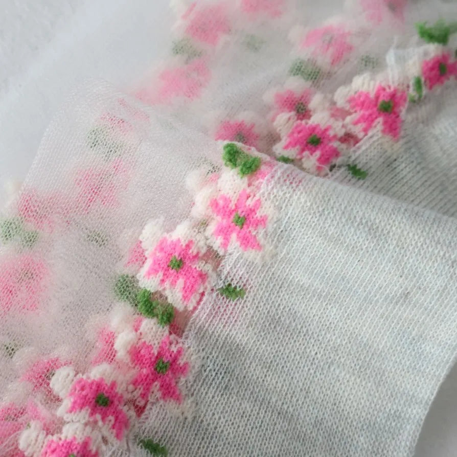 7 pairs floral silk women's socks