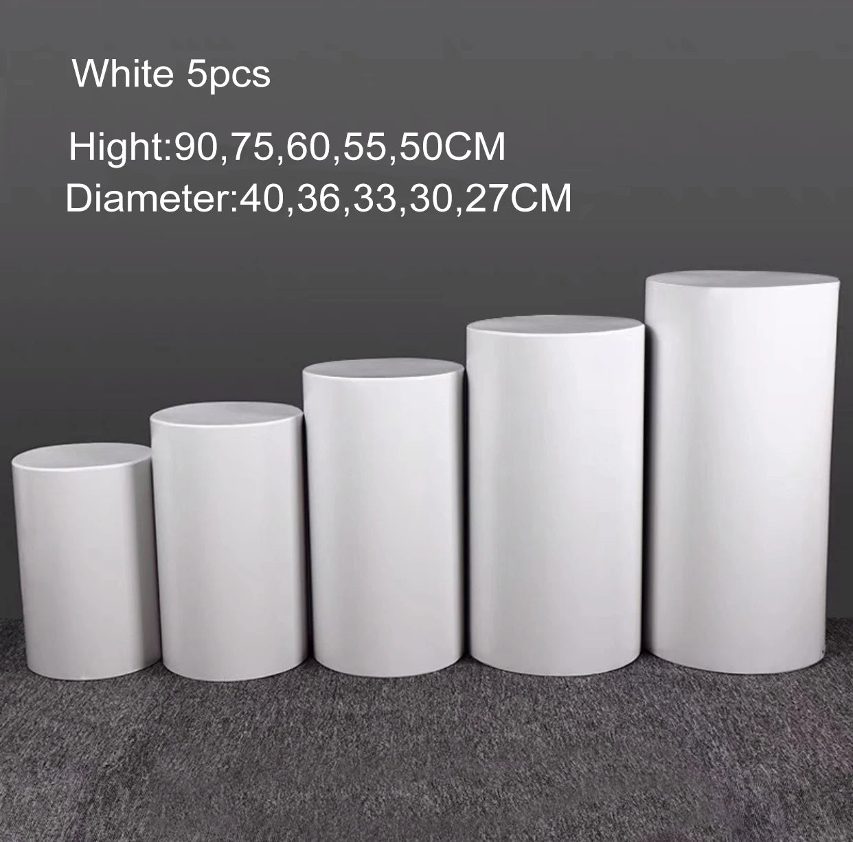 3/5pcs White Cylinder Pedestal Pillars Backdrop