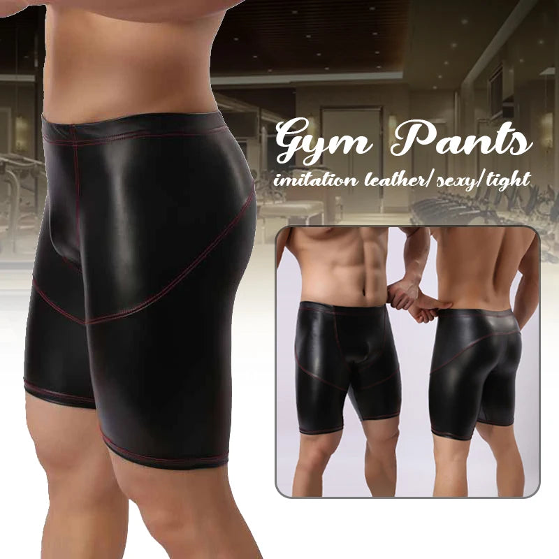 Long Men Faux Leather Boxers Shorts