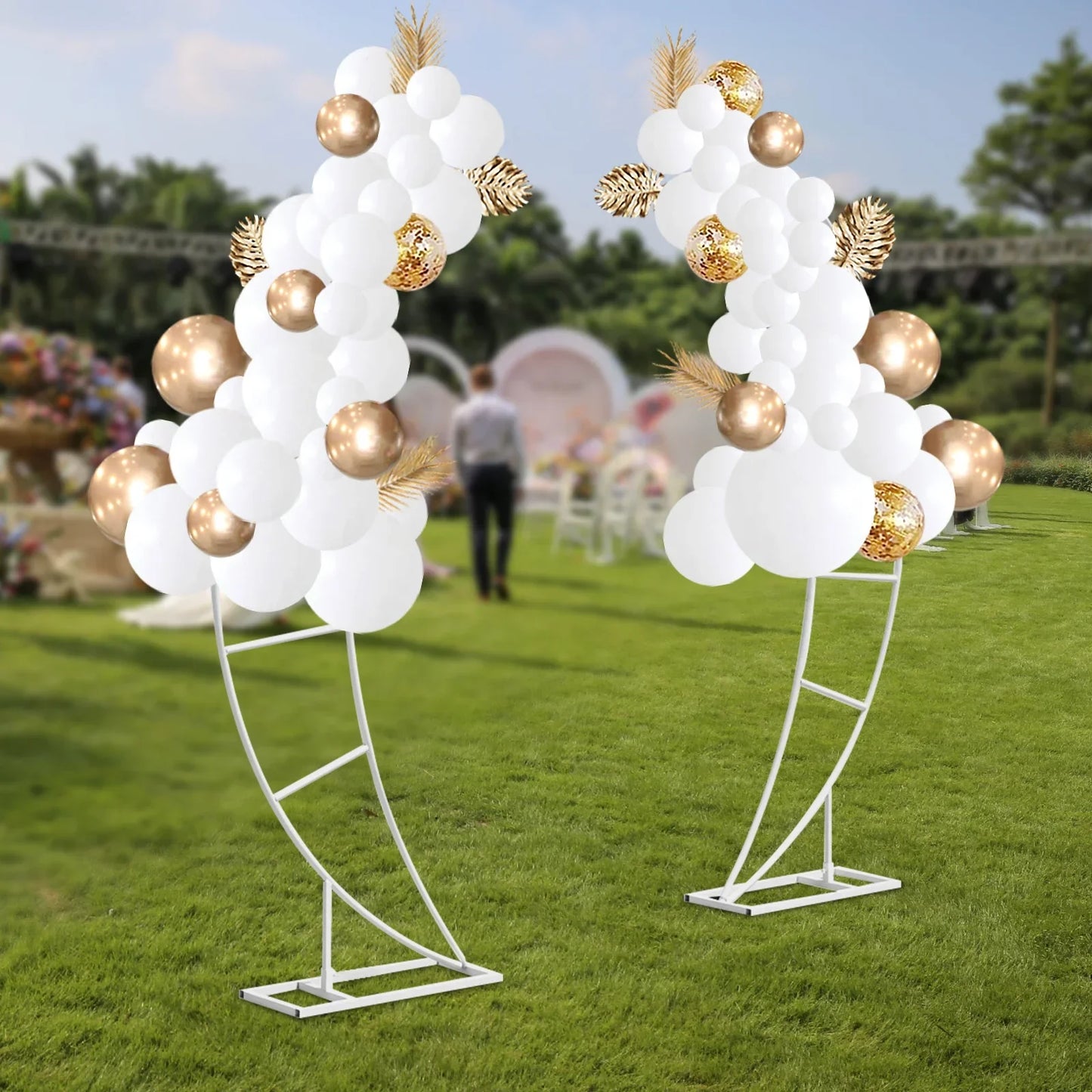 2PCS Crescent Moon Wedding Arch Frame White
