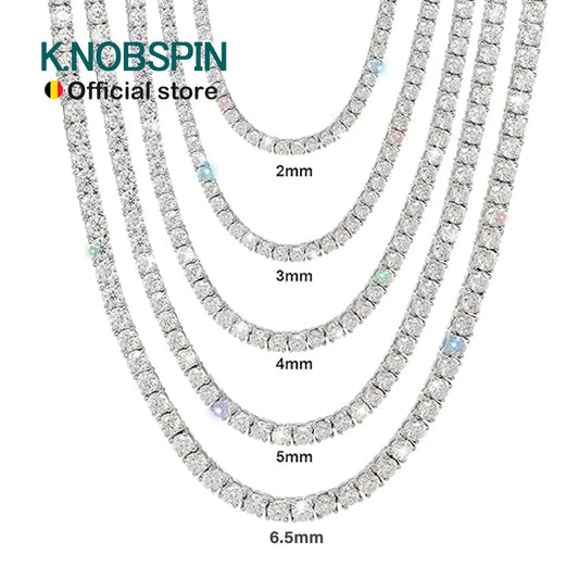 Mens Moissanite Diamond Tennis Necklace Sterling Silver
