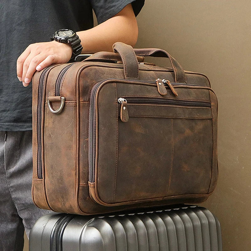 Genuine Leather Men Briefcase Business Bag