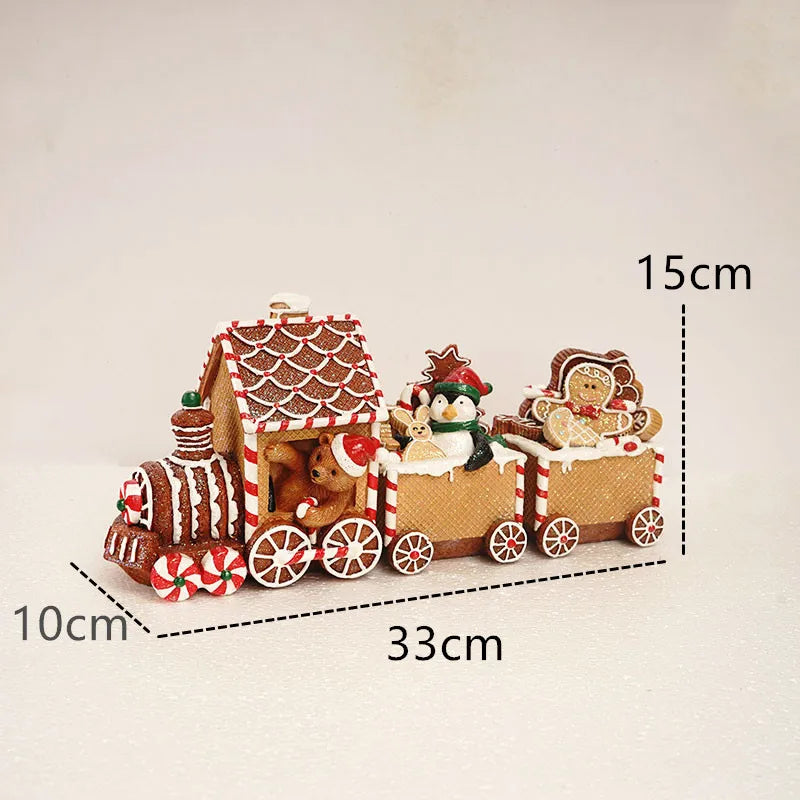 Train Christmas Resin Statue Home Decor Sculpture