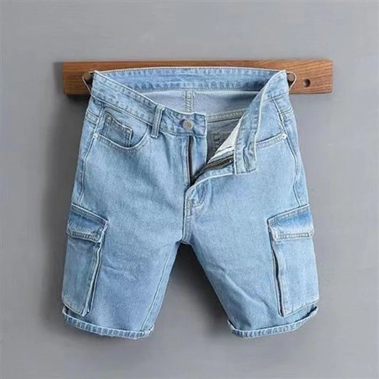 Mens Fashion Multi-Pocket Cargo Denim Shorts Plus Size