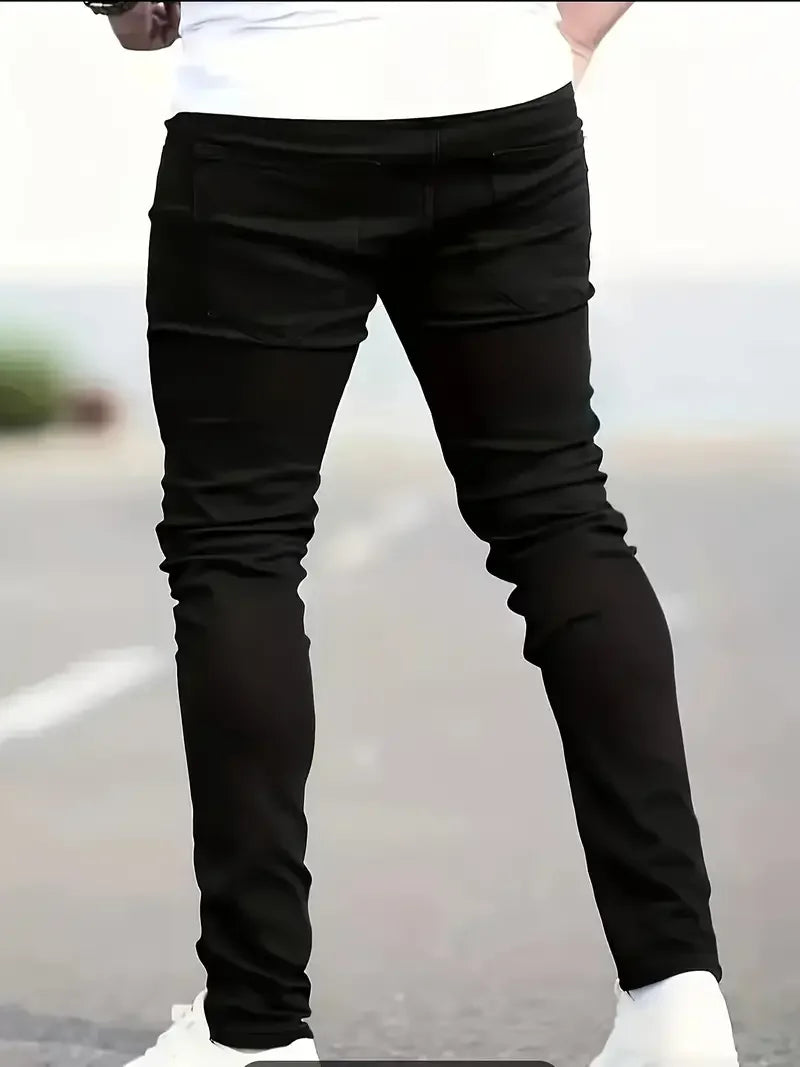 Men's Slim-Fit Black Jeans - Stretch Denim