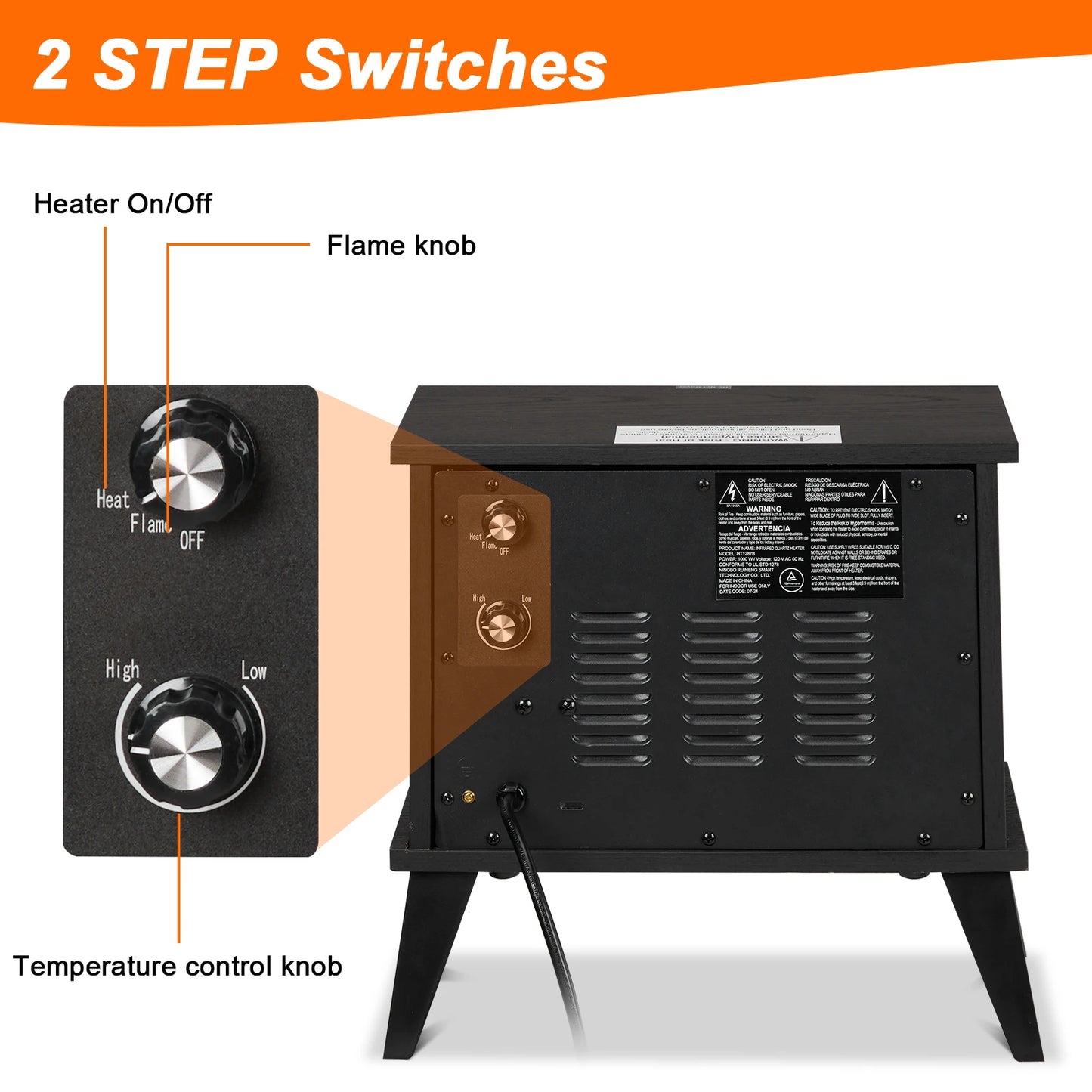 Electric Fireplace Heater, Freestanding Wooden Fireplace