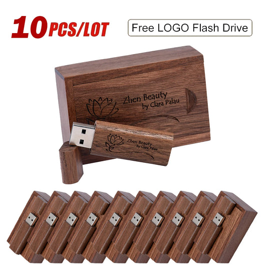 10PCS Wooden USB Flash Drive Memory Stick