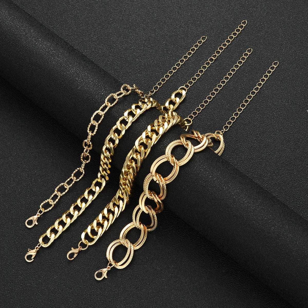 4pcs/Set Minimalist Punk Metal Chunky Chain Bracelet