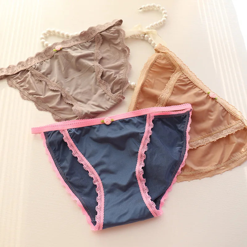 6 Pcs Girls lace nylon low waist  briefs Teenage