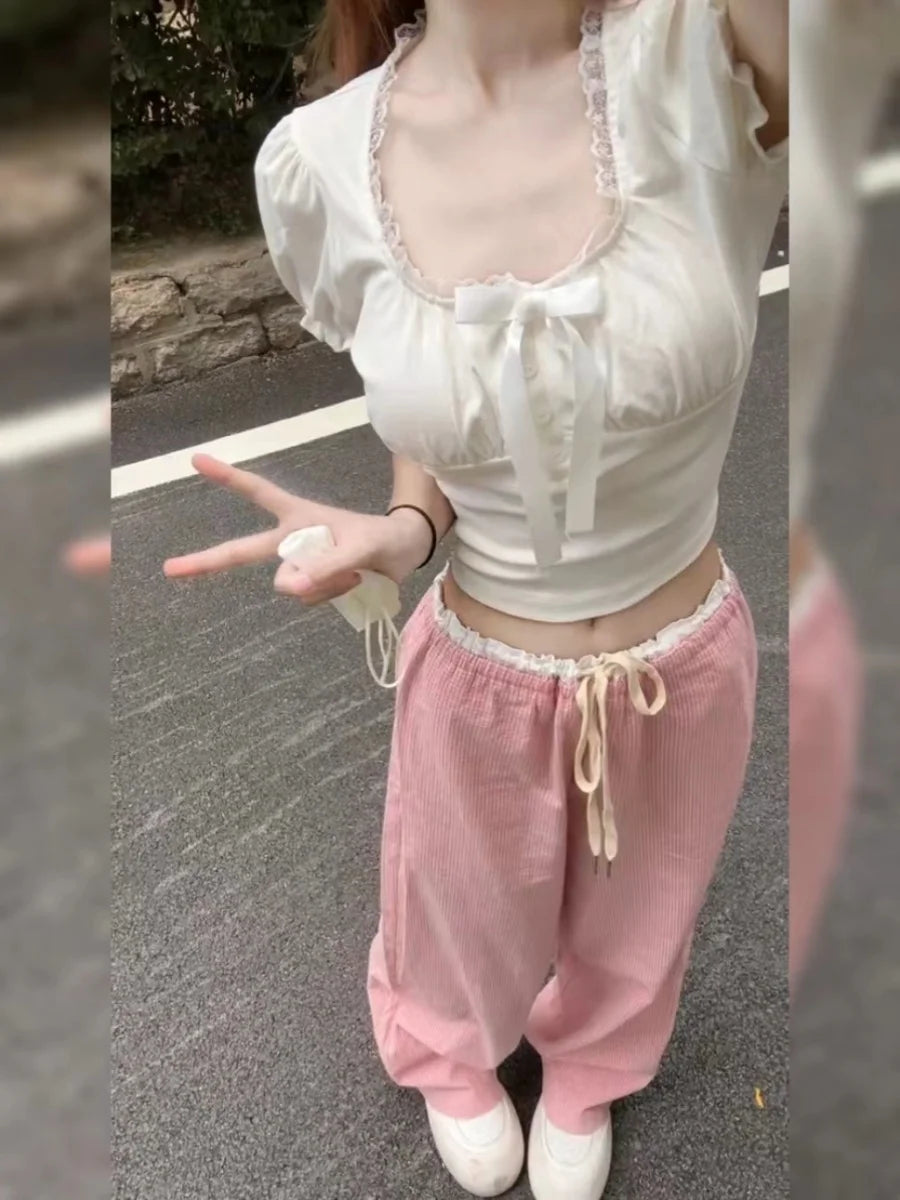 Thin Design Loose Wide Leg Women Pants