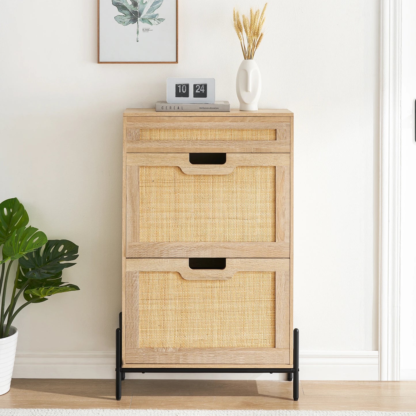Freestanding Shoe Rack Storage Cabinet With Metal Legs