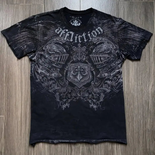 American retro black short sleeved T-shirt men