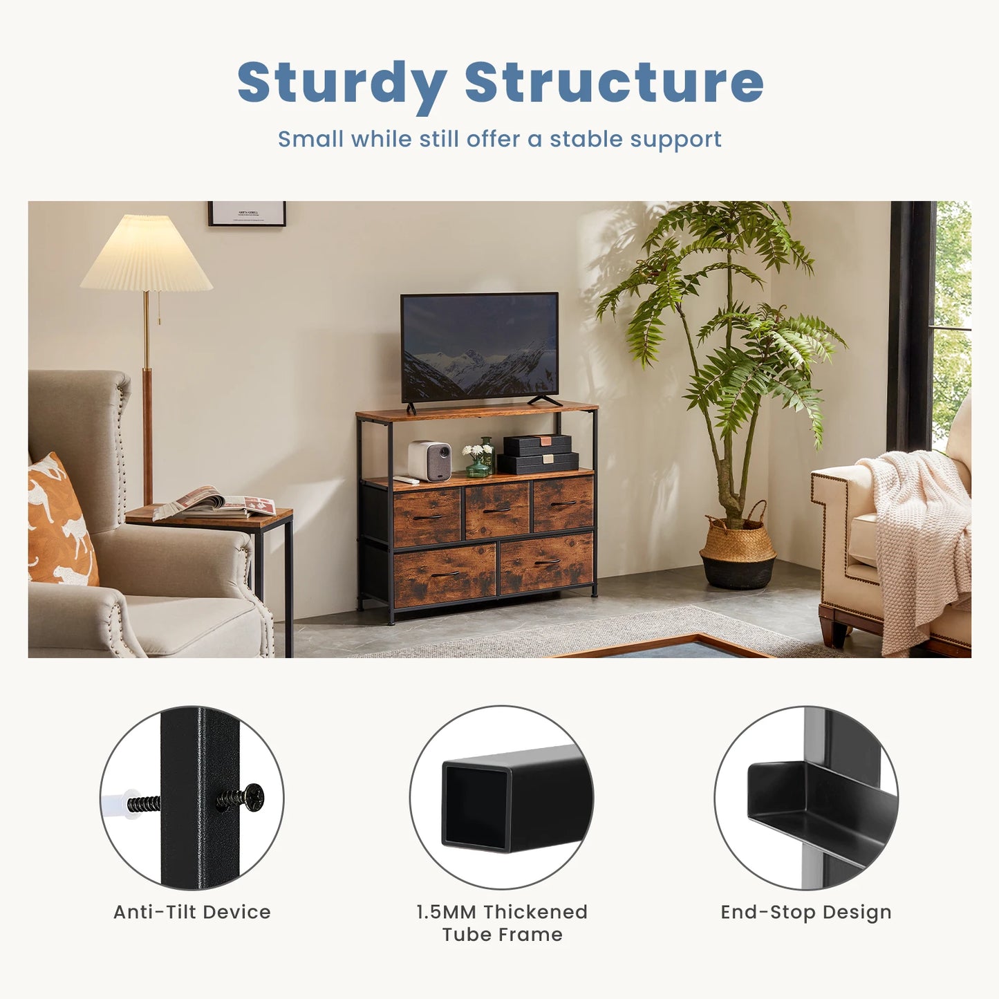 5 Fabric Drawers Storage Closet Chest Clothes Storage