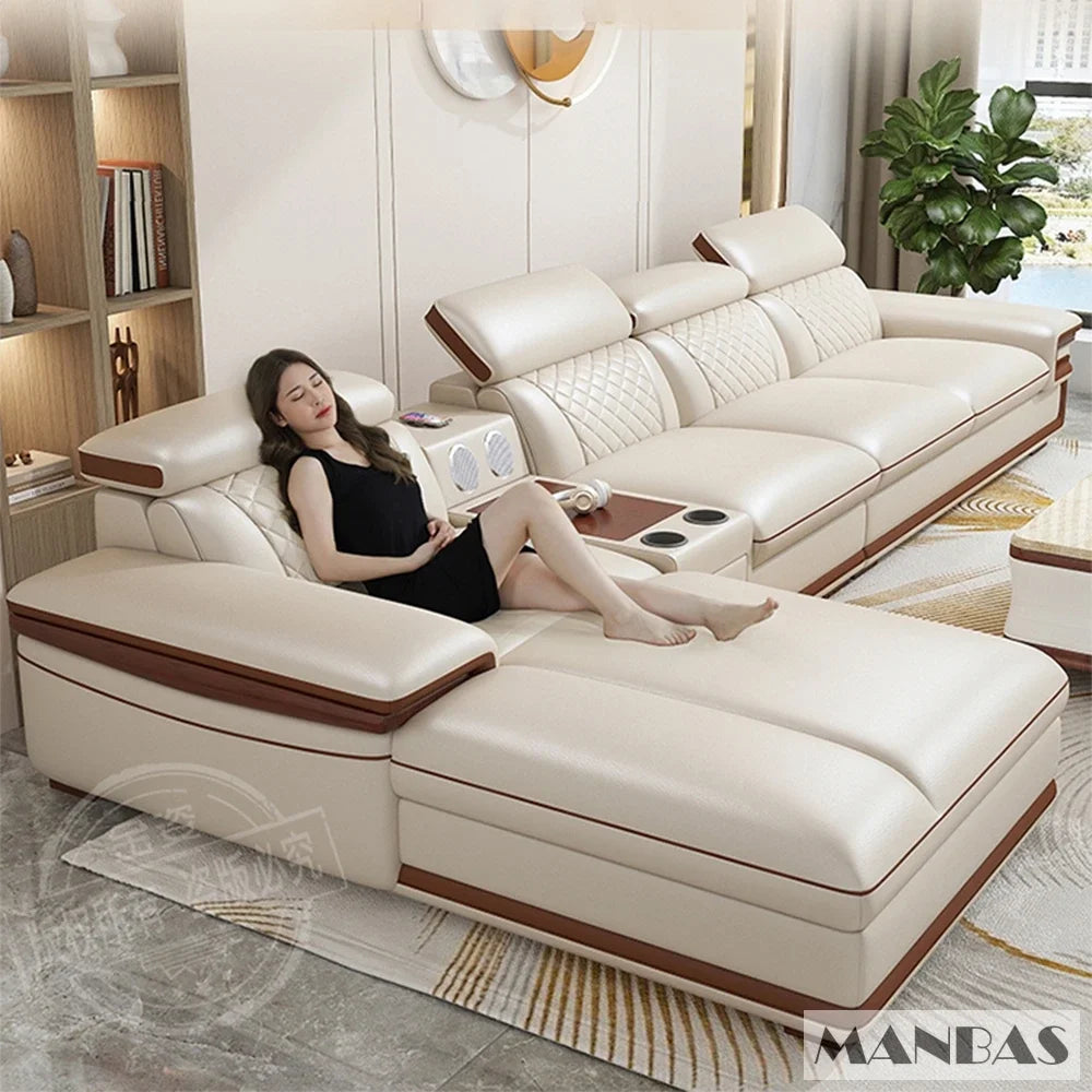 Genuine Leather Sofa Set for Living Room