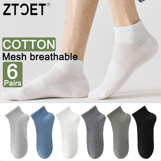 6Pairs Men Cotton Mesh Socks