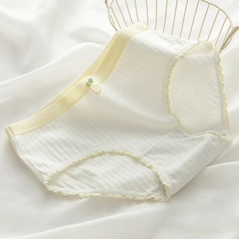 6 Pcs Young Girl Fashion Middle Waist Briefs Underwear Teenager