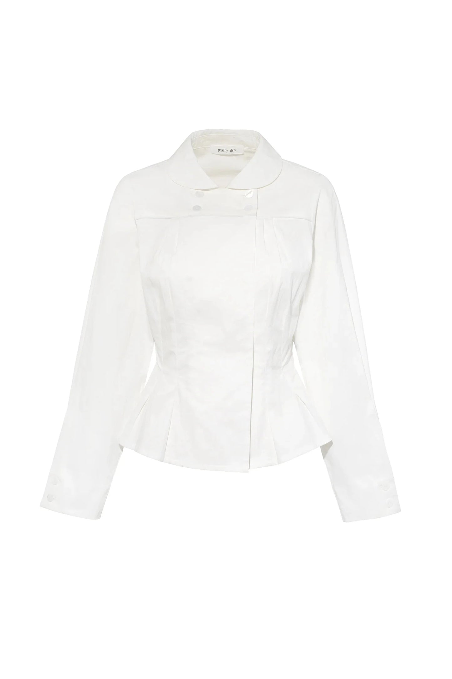 Doll Collar White Long Sleeves Slim Top