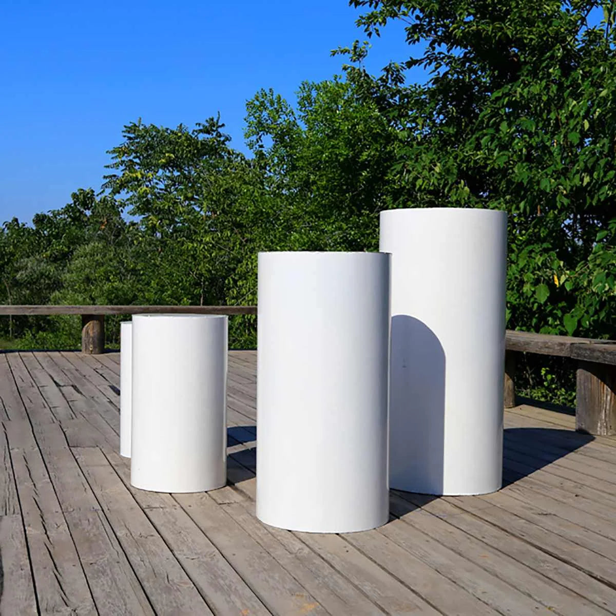 3/5pcs White Cylinder Pedestal Pillars Backdrop
