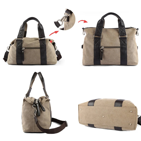 Canvas Simple Travel Luggage Handbags Large-capacity