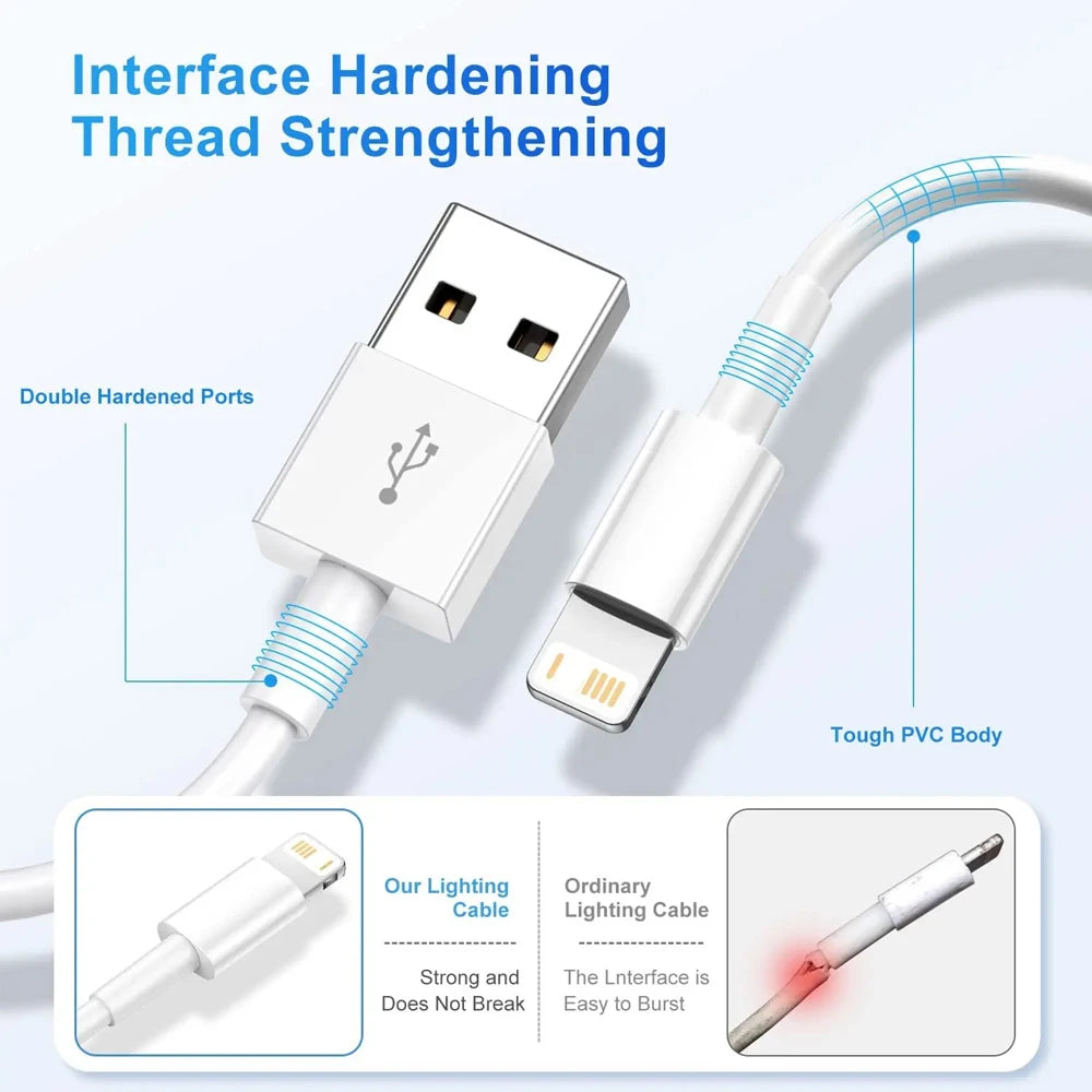 5Packs 10FT Long Lightning Charging Cable For iPhone