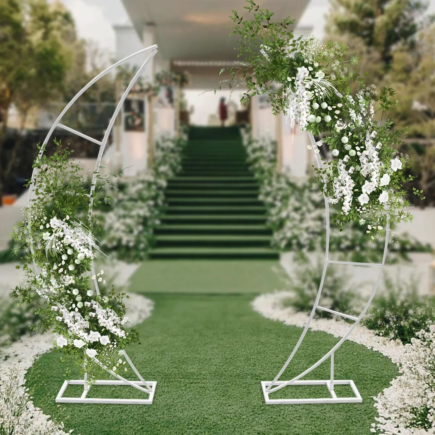 2PCS Crescent Moon Wedding Arch Frame White