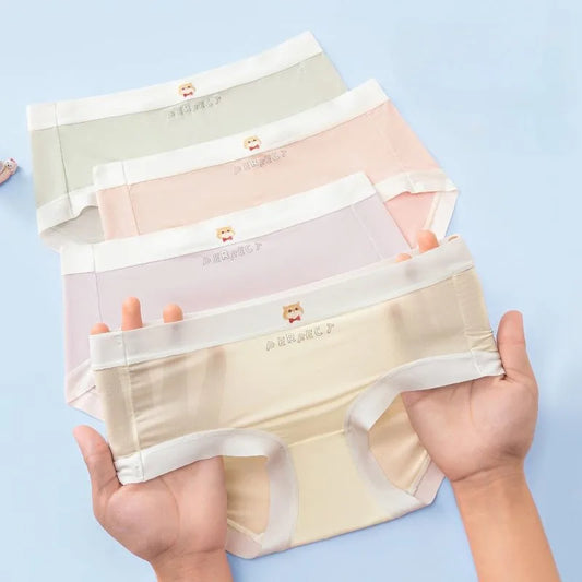 4PCS Girls Breathable Antibacterial Thin Briefs