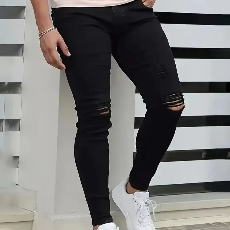 Men's Slim-Fit Ripped Jeans Comfortable & Versatile