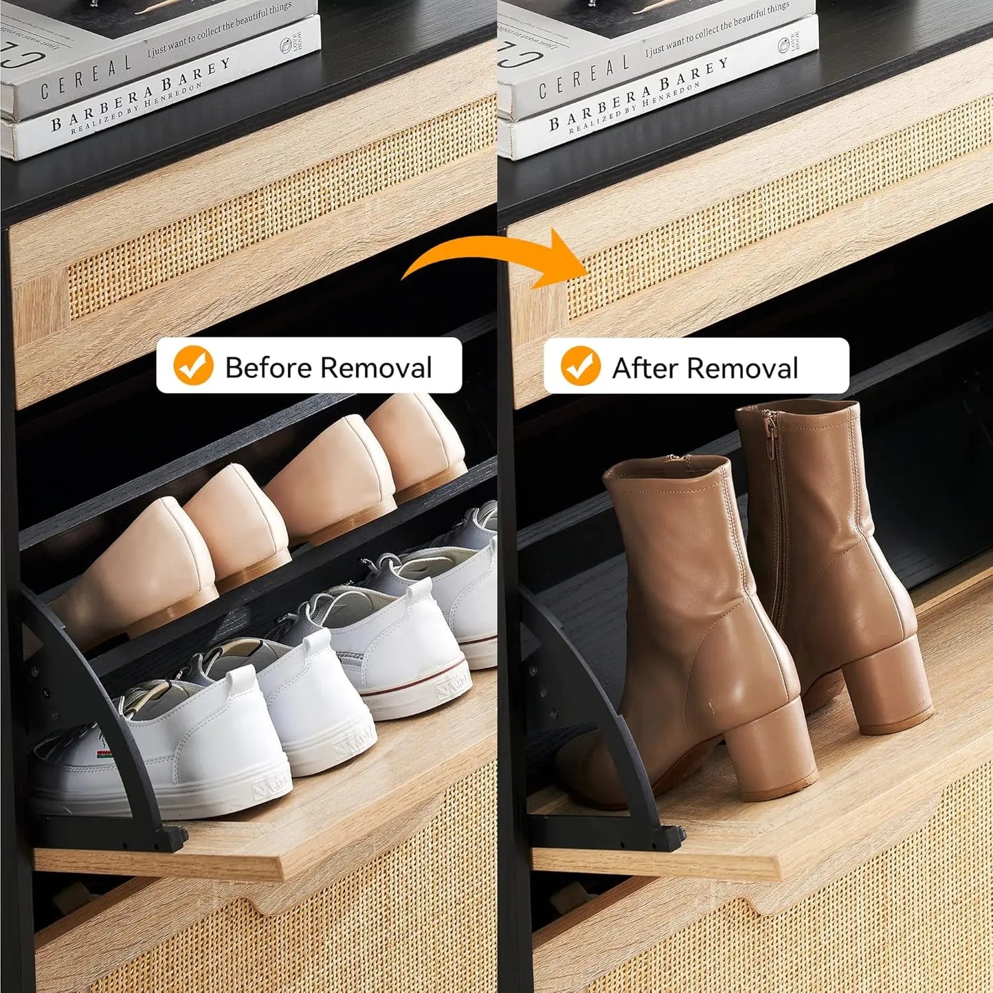 Freestanding Shoe Rack Storage Cabinet With Metal Legs