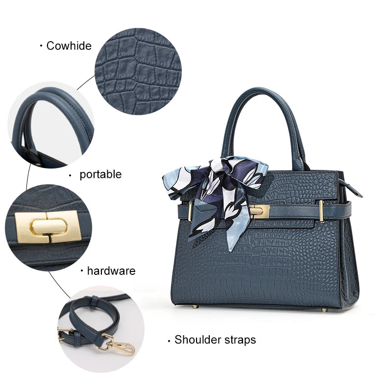 Light Luxury Crocodile Pattern Genuine Leather Women's