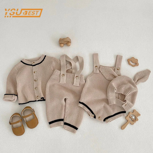 3 Pcs Newborn Baby Girls/Boys Sleeveless Knit Rompers