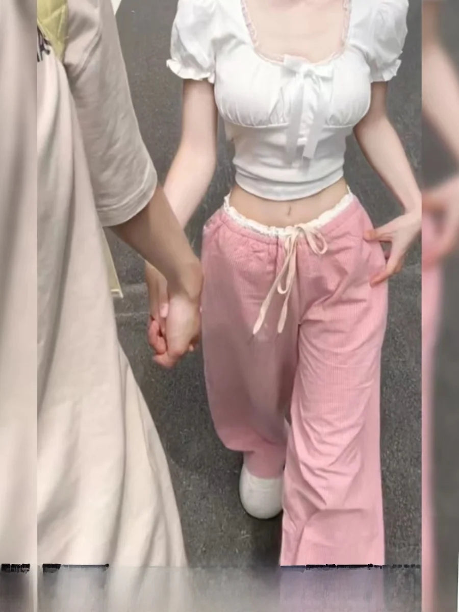 Thin Design Loose Wide Leg Women Pants
