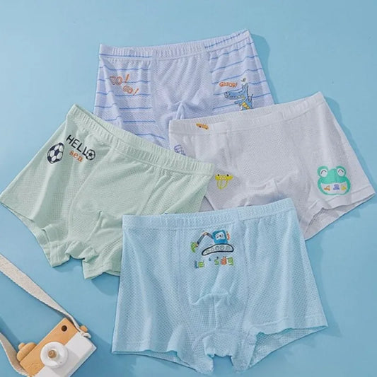 4PCS Boys Mesh Breathable Comfort  Antibacterial Underwear