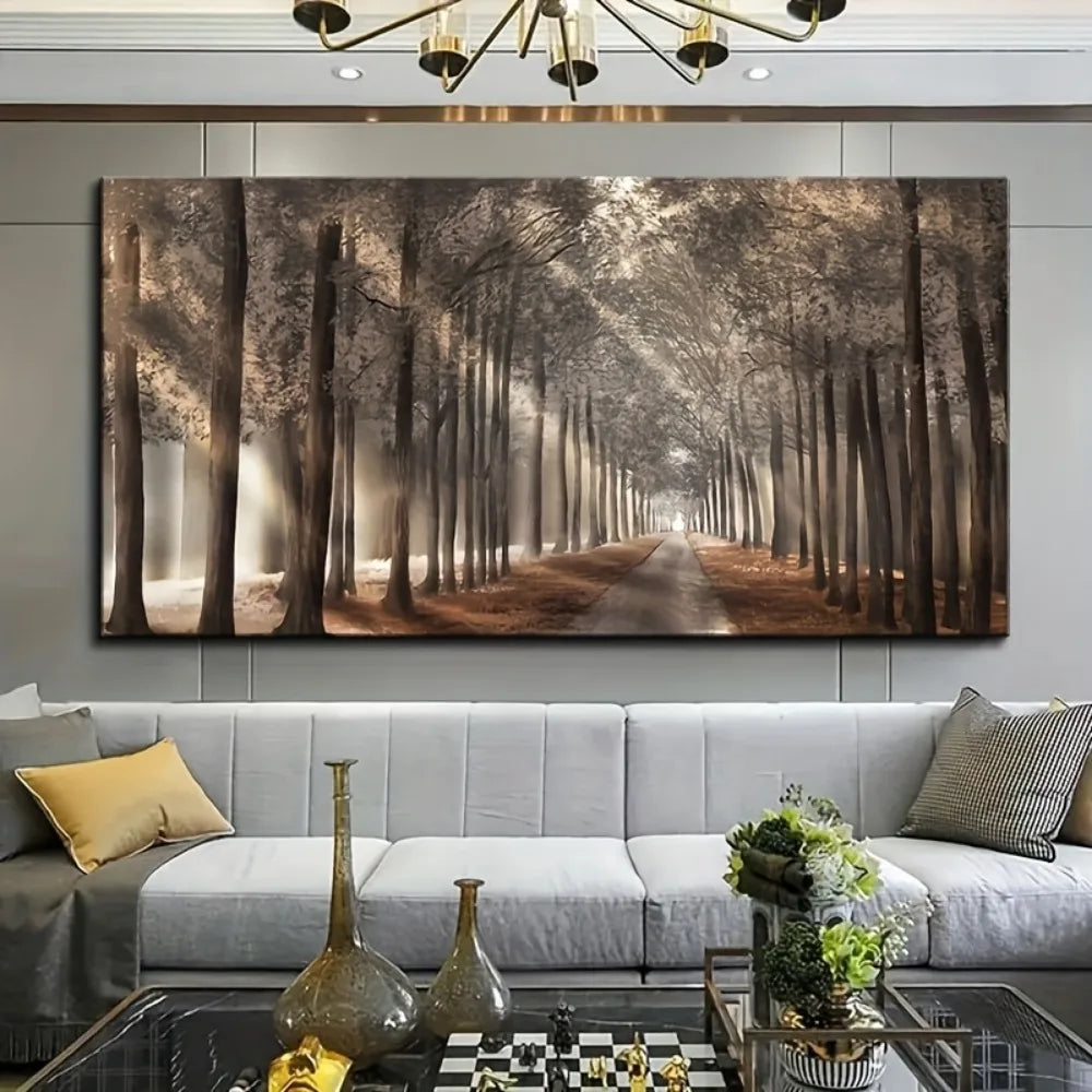 Mountain night canvas painting, natural scenery