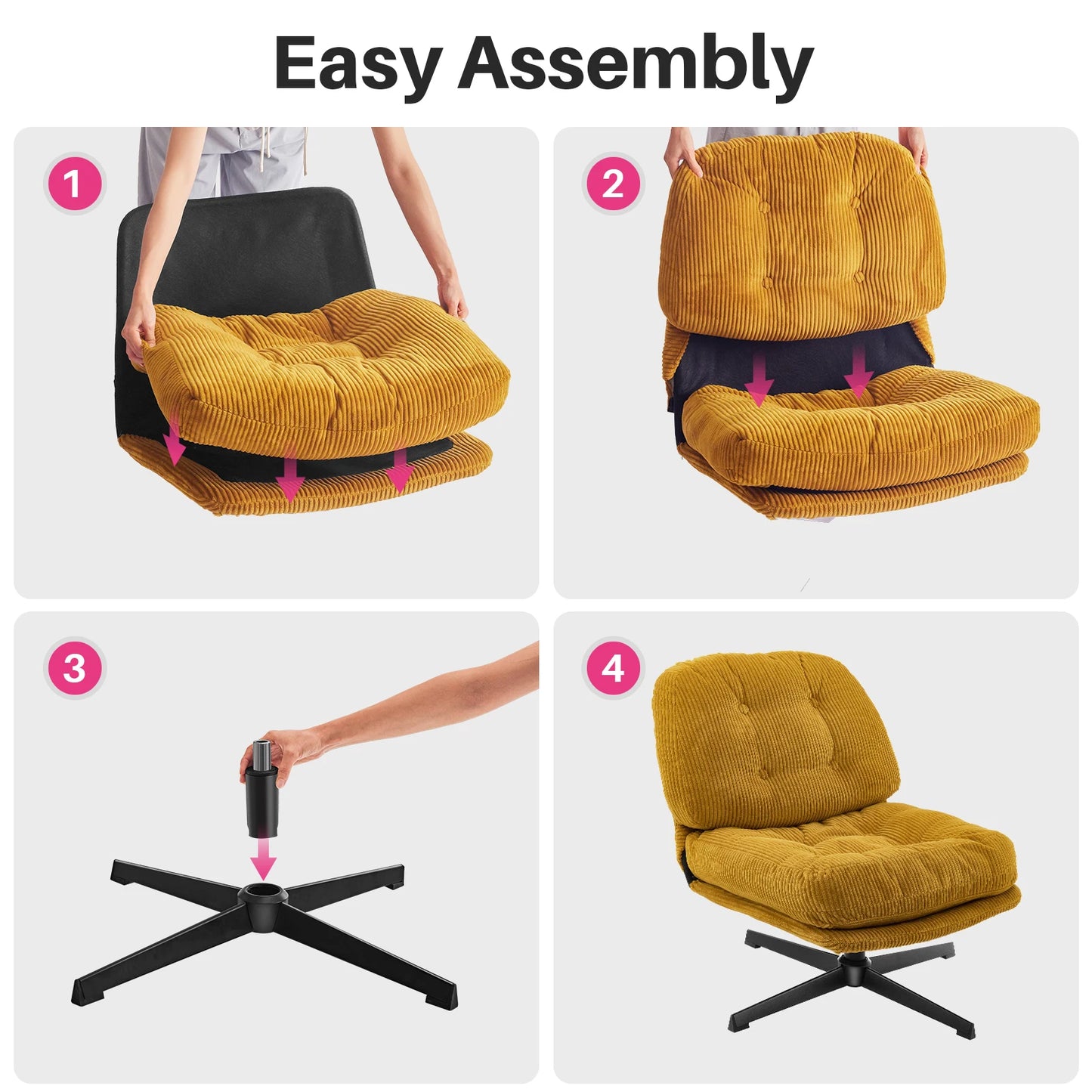 Redlife Modern Foldable Accent Swivel Tufted Chair