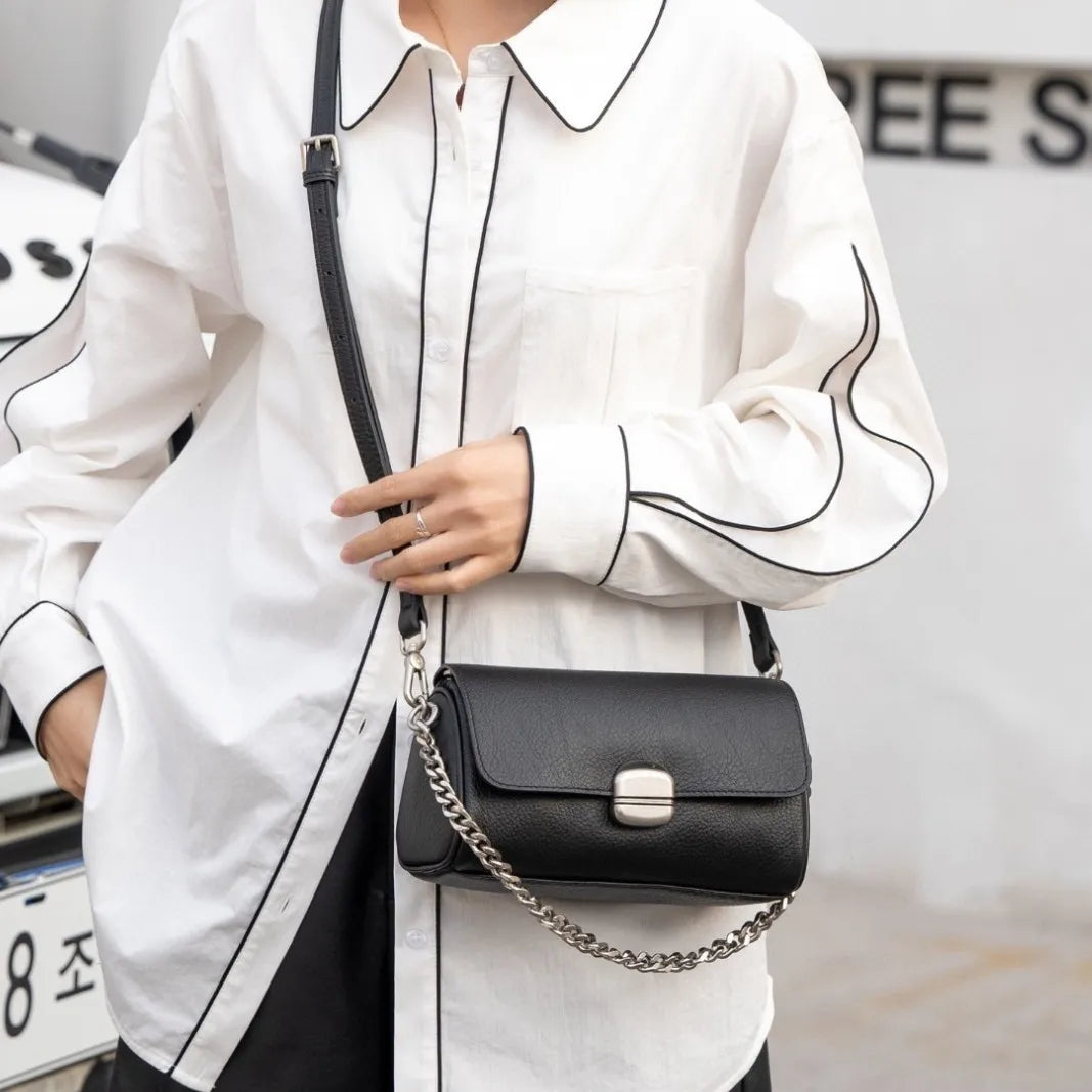 Genuine Leather Women's Barrel Crossbody Bag