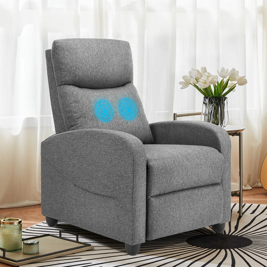 Recliner Chair, Massage, Fabric Adjustable Modern Padded