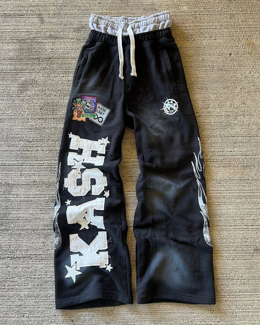 American Sweatpants Mens Gothic Hip Hop Baggy Elastic Waist