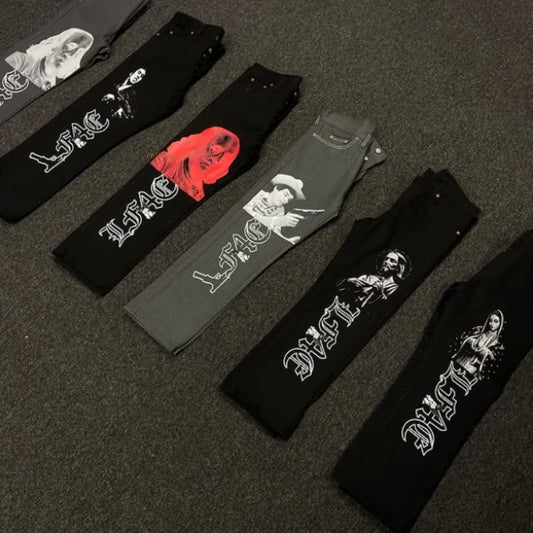 Black Straight Jeans Men Women American Street