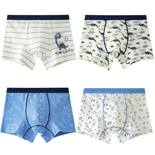 4Pcs Boys Boxer Striped Underwear