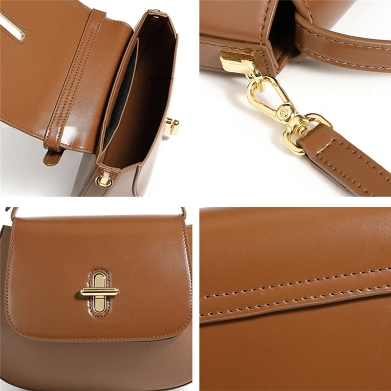 Hifashion Luxury Genuine Leather Saddle Shoulder Crossbody