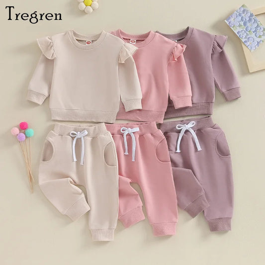 2 Pcs Baby Girls Long Sleeve Sweatshirt Outfits