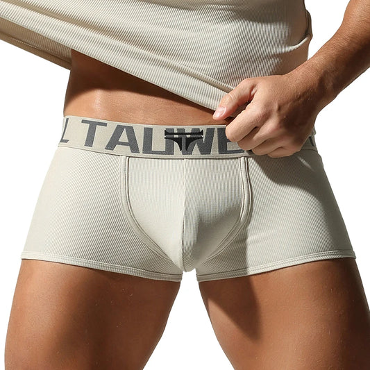 TAUWELL Ribbed Cotton Boxer Briefs Men Underwear