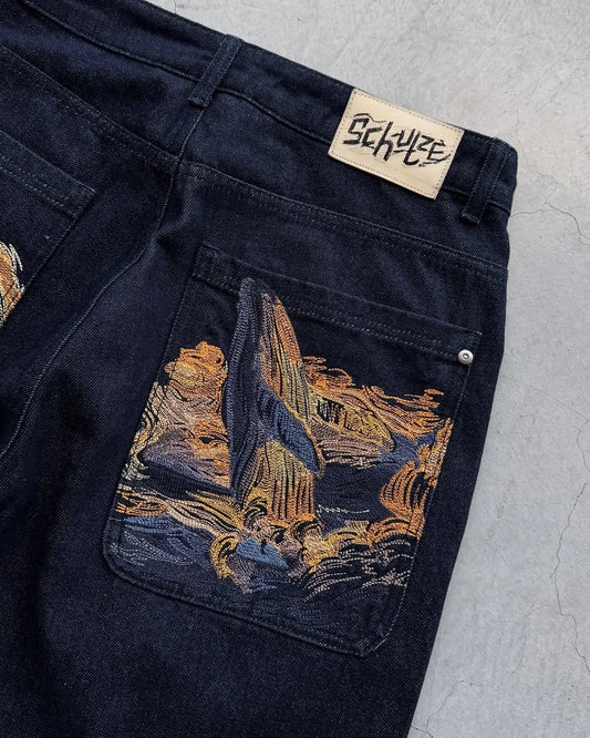 Denim Men's and Women's hip-hop cartoon shorts